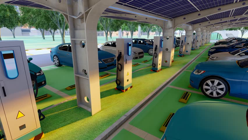 3D animation of new energy electric vehicle charging pile