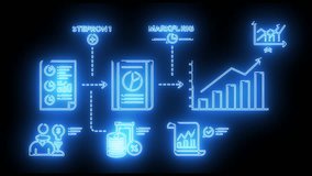 Neon glowing analytics dashboard with financial performance data charts - Powered by Shutterstock - Get 15% off with code: PIKWIZARD15