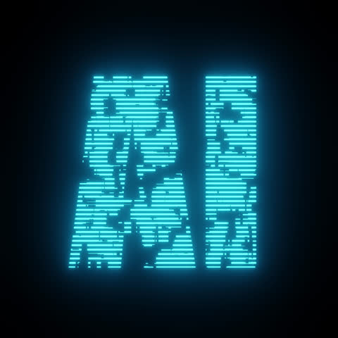 4K Abstract Sci-Fi "AI" Glitchy Hologram Looping Animation