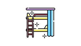 Dormitory room colourful icon animation illustration of a bunk bed with ladder suggests student housing or shared living spaces. - Powered by Shutterstock - Get 15% off with code: PIKWIZARD15