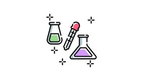 Lab equipment animation depicts pipette transferring liquid between science flasks. Perfect for scientific presentations, educational videos, or laboratory themed designs. - Powered by Shutterstock - Get 15% off with code: PIKWIZARD15