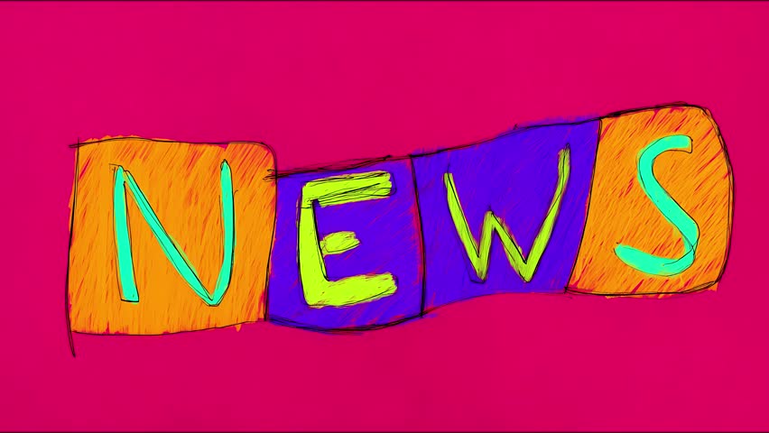 Colorful handdrawn news animation seamless loop