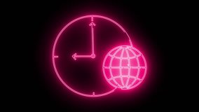 wall clock icon and globe icon with neon effect - Powered by Shutterstock - Get 15% off with code: PIKWIZARD15