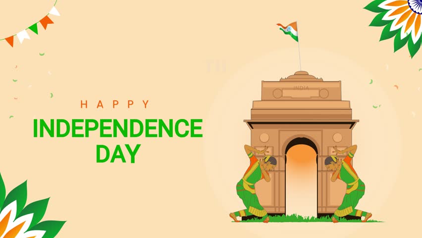 A celebratory animated video for Indian Independence Day. It features traditional dancers and the iconic India Gate monument with the flag waving proudly.