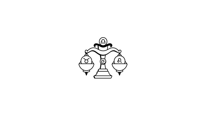 A hand drawn style animated icon showing libra
