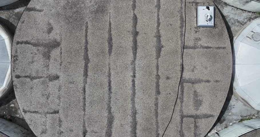 Aerial view of the concrete structure reveals a geometric pattern of circles and turret-like structures, Cincinnati, OH, United States.