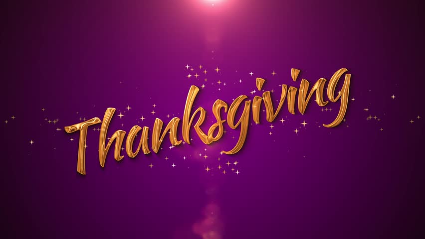 Golden “Happy Thanksgiving” text animation with sparkling particles and glowing light effects. Perfect for holiday greetings, festive intros, invitations, and seasonal celebration projects.