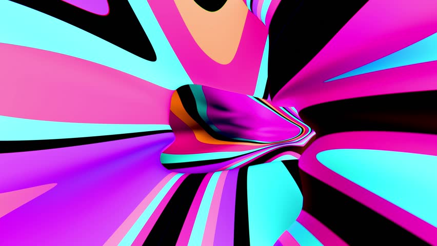 Psychedelic striped pink and purple pop art tunnel flight, looped animation