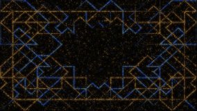 Abstract led flashing lights panel backdrop set, gold and blue geometric lines, seamless loop video animation. Bulb, lamps, wall of lights motion graphics. - Powered by Shutterstock - Get 15% off with code: PIKWIZARD15