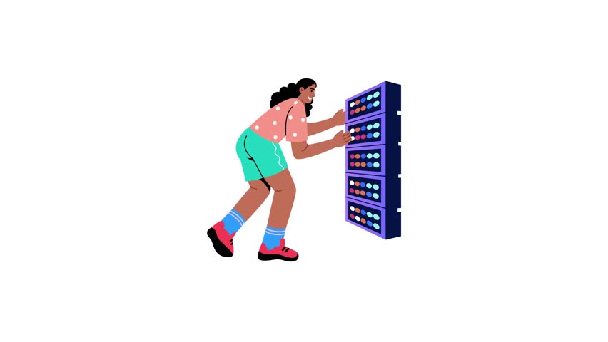 A flat style animated illustration showing a person doing podcast 