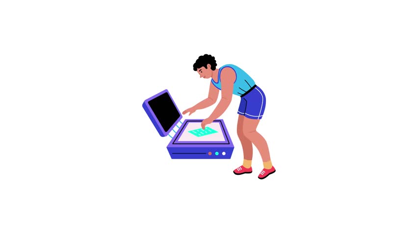 A flat style animated illustration showing a person playing vr 