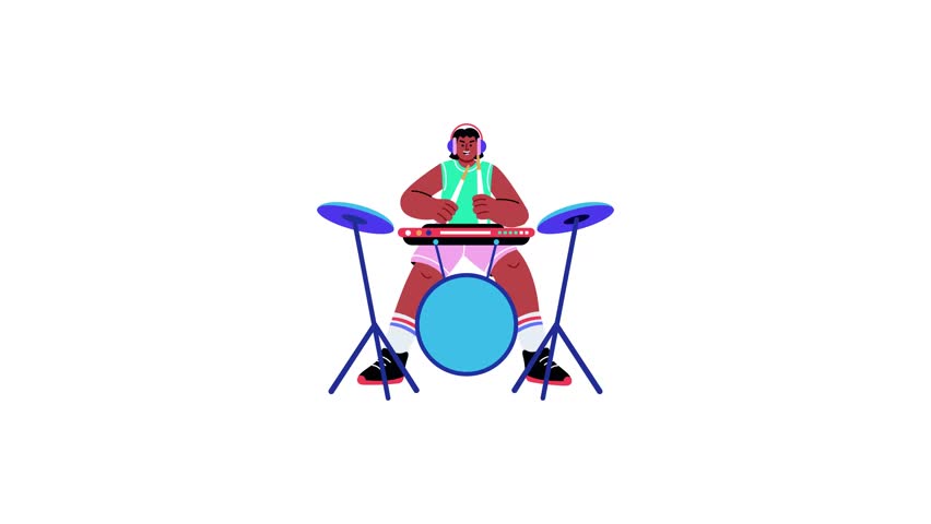 A flat style animated illustration showing a person playing vr 