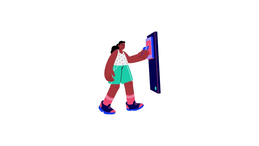 A flat style animated illustration showing a person doing digital drawing 