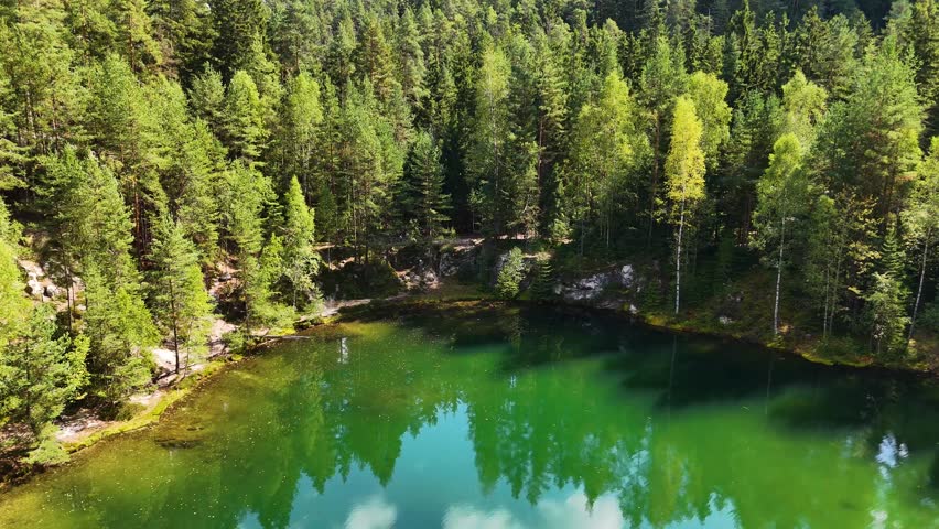 Adrspach rocks lake in the mountains 