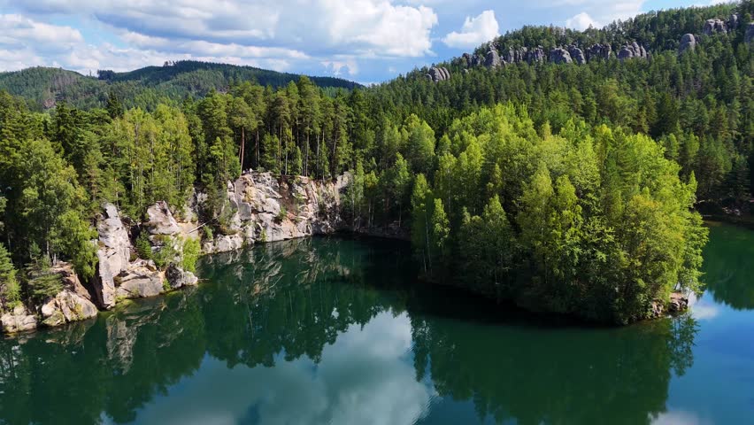 Adrspach rocks lake in the mountains 