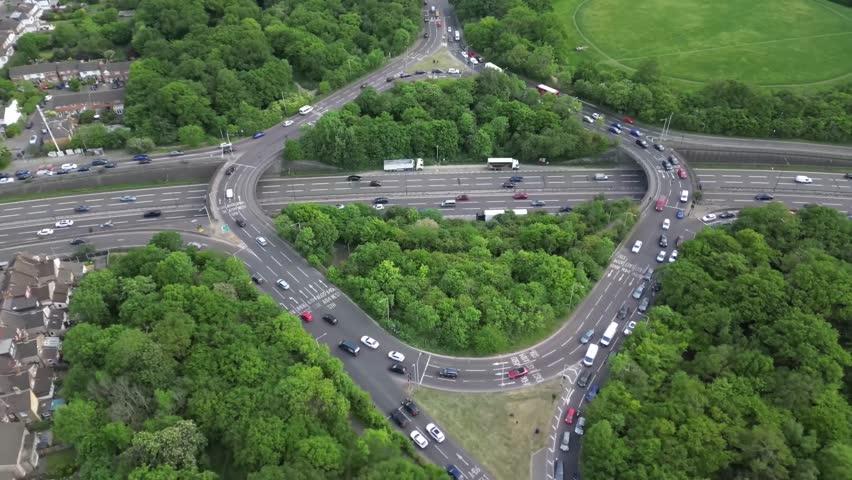 Aerial view of the waterworks roundabout in London 