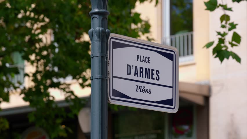 Street sign of Place d Armes in Luxemburg City center, indicating the main square of the capital of Luxemburg
