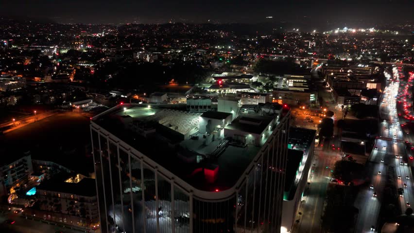 Los Angeles Industrial District Night Aerial View, September 2, 2025