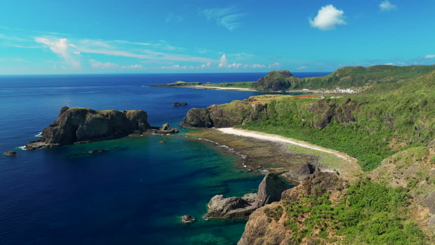 Aerial view of green island in Taiwan