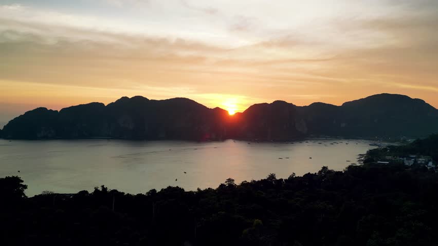 Golden sunrise over Phi Phi Don, Thailand