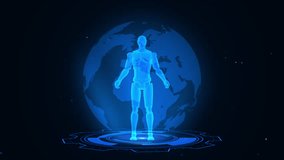 Futuristic Hologram of Human Figure with Global Digital Interface Elements - Powered by Shutterstock - Get 15% off with code: PIKWIZARD15