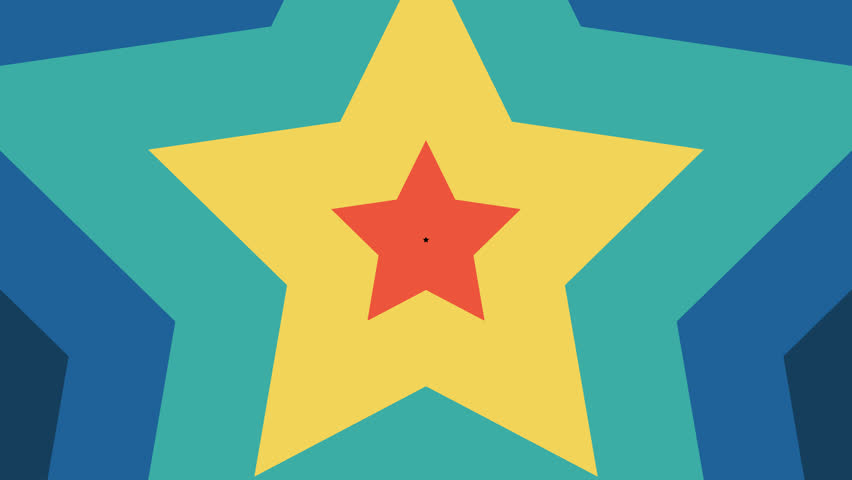 Colorful star transition animation. Transparent background. 4K resolution