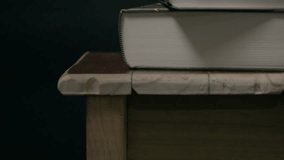 Close-up of well-worn Bibles with gold lettering and several colorful bookmarks. It symbolizes faith, spirituality, guidance, and religious study. - Powered by Shutterstock - Get 15% off with code: PIKWIZARD15