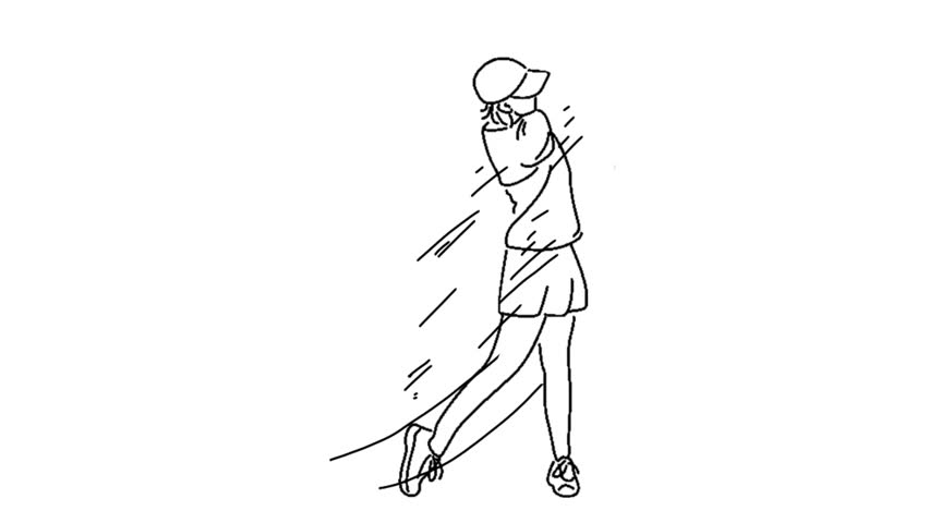 line art animation of golf player hit the ball