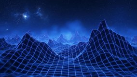 Futuristic Digital Landscape with Neon Grid Lines and Starry Sky in Night Background, Abstract 3D Terrain with Wireframe Grid, Cyber Surface Technology, Sci-Fi Digital World Horizon, Virtual Reality - Powered by Shutterstock - Get 15% off with code: PIKWIZARD15