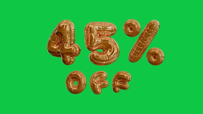 45% off discount promotion, 3d balloon loop animation on green screen