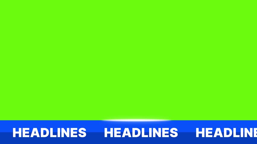 Headline Scrolling Bar Animation with green screen News channel bumper Lower Third Template on Green Screen