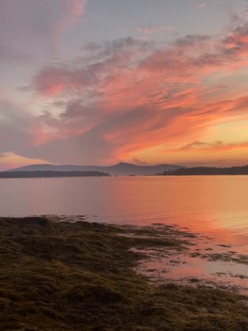 Orange Sunset Over Maine Coastal Waters