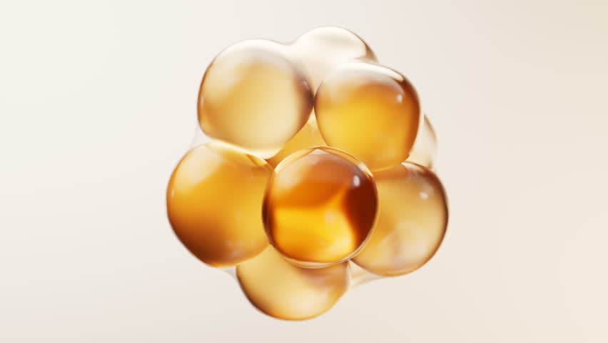 Transparent golden bubbles background, 3d rendering. Motion graphic.