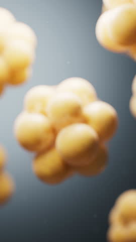 Biomedical microscopic fat cells structure, 3d rendering. Motion graphic.