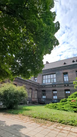 The inner courtyard of an old maternity hospital in Prague. This video has been recorded in Prague, Czech Republic, August 2025