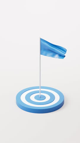 Target center with a flag, 3d rendering. Motion graphic.