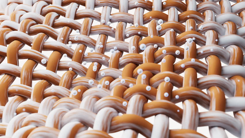Cleaning the wave cloth with microscopic details, 3d rendering. Motion graphic.
