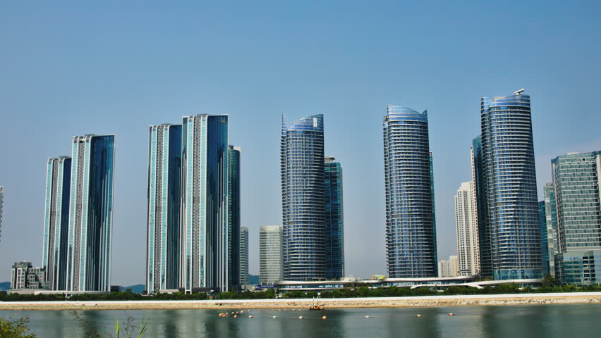 Songdo International City Skyline and Central Park in Incheon, South Korea