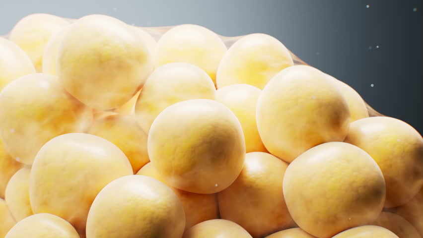 Biomedical microscopic fat cells structure, 3d rendering. Motion graphic.