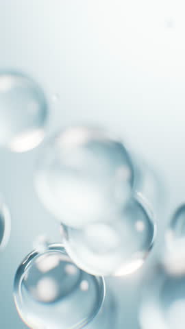 Blue liquid water bubbles background, 3d rendering. Motion graphic.