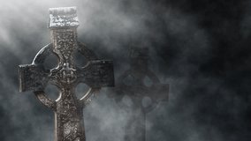 Old celtic crosses surrounded by swirling fog with dramatic light rays and atmospheric movement, ancient irish sacred site, divine light - Powered by Shutterstock - Get 15% off with code: PIKWIZARD15