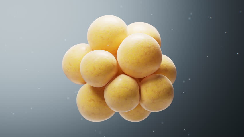 Breaking down of fat cells structure, 3d rendering. Motion graphic.