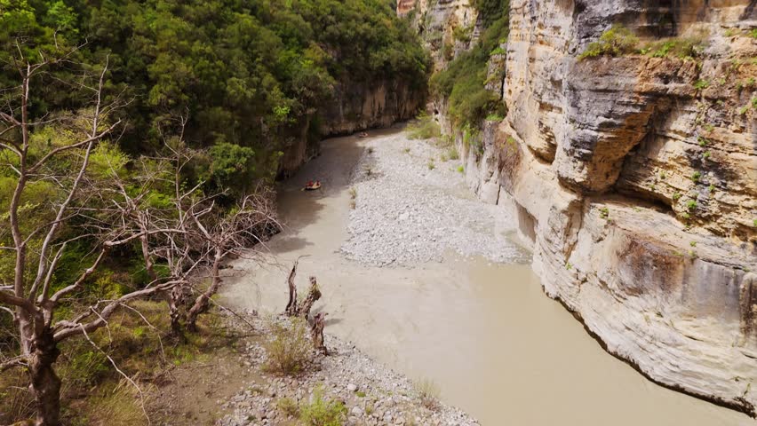 Drone view of Osum Canyon, natural beauty in Albania