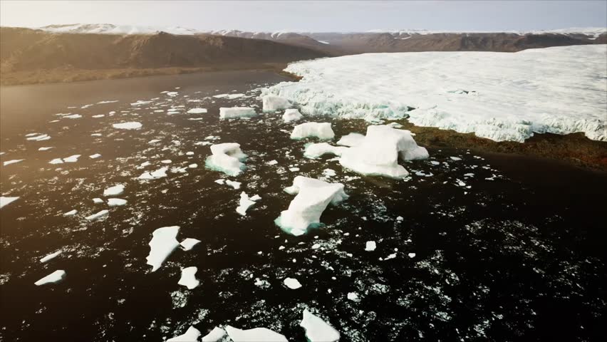 Arctic Glacier Icebergs Melting Water Climate Change Polar Landscape Aerial View Frozen Beauty Natural Wonder Earth Scenery Cold Winter