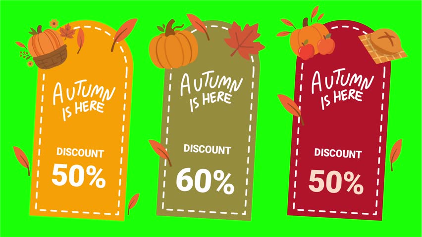 Autumn sale tickets with discount percentages and festive design