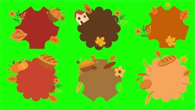 Thanksgiving round frames with pumpkins bread and autumn leaves - Powered by Shutterstock - Get 15% off with code: PIKWIZARD15