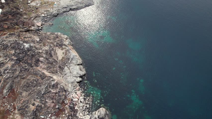 Beautiful Greenlandic Fjord in West Greenland, Drone View - Tilt Shot