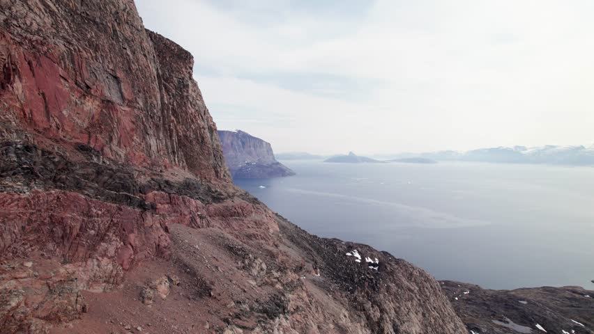 Aerial View of The Mountains Around the Uummannaq Fjord in Greenland