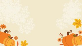 Beige background with pumpkins and autumn leaves along border - Powered by Shutterstock - Get 15% off with code: PIKWIZARD15