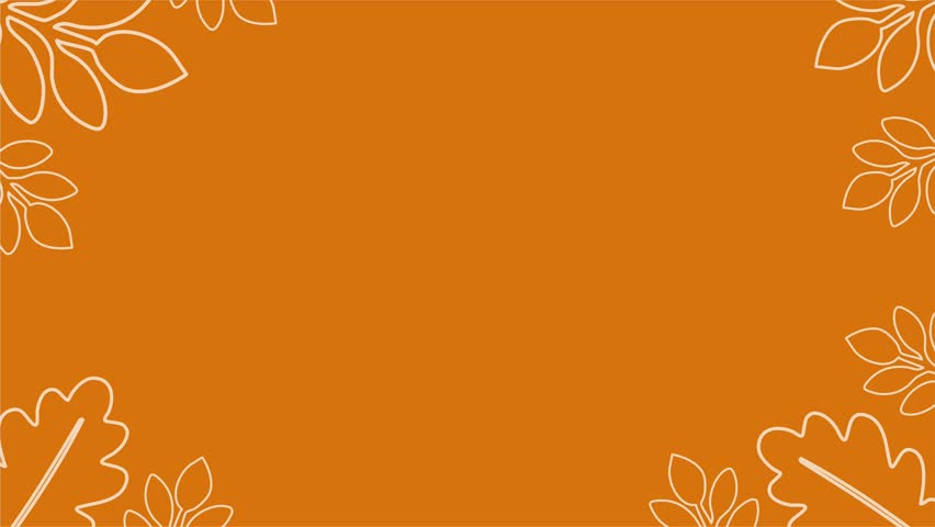 Orange autumn background with leaf outline seasonal flat design